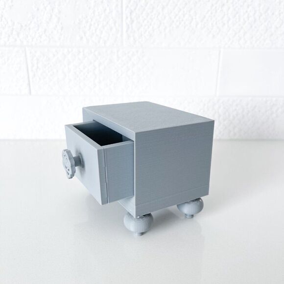 Miniature Barbie Nightstands (Set of 2) Gray 3D Printed Dollhouse Furniture - Picture 4 of 6